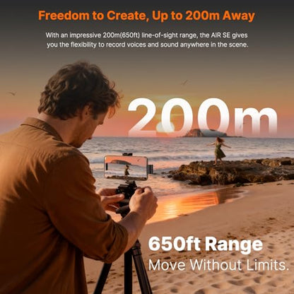 Saramonic Air SE Wireless Mini Microphone for iPhone 17/16/15 & Android, 48kHz/24-bit, AI Noise Cancellation, Clip on Content Creator Microphones for Interview YouTube TikTok Vlogging (2TX + USB-C RX)