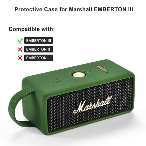 Silicone Protective Case Skin Cover Compatible with Marshall Emberton III Portable Bluetooth Speaker (Green)