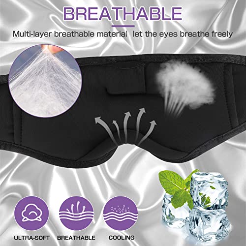LC-dolida Sleep Headphones, Silk Sleep Mask Bluetooth Wireless Music Eye Mask, Sleeping Headphones for Side Sleepers Sleep Mask with Bluetooth Headphones Ultra-Thin Stereo Speaker Perfect for Sleeping - color: Purple Silk