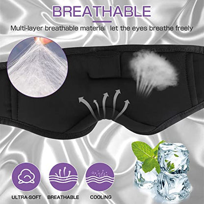 LC-dolida Sleep Headphones, Silk Sleep Mask Bluetooth Wireless Music Eye Mask, Sleeping Headphones for Side Sleepers Sleep Mask with Bluetooth Headphones Ultra-Thin Stereo Speaker Perfect for Sleeping - color: Purple Silk