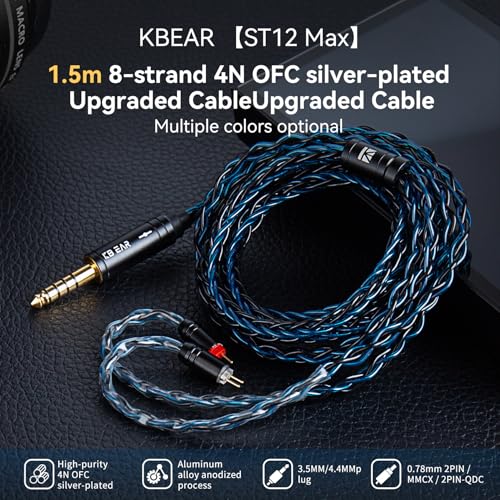 2026 Upgraded 1.5M IEM Cable,4N OFC Silver-Plated Upgraded IEM Cable - color: Black, size: 2Pin