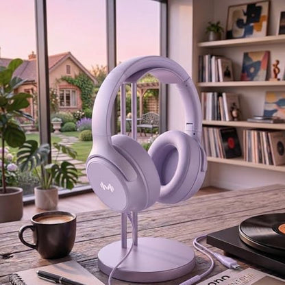 Wired Over-Ear Headphones, Mic, 3.5mm, USB-C Adapter, Purple | Over-ear comfort with inline mic, volume control, 3.5mm jack, and USB-C adapter for phones, laptops, PCs, and tablets. - color: Purple