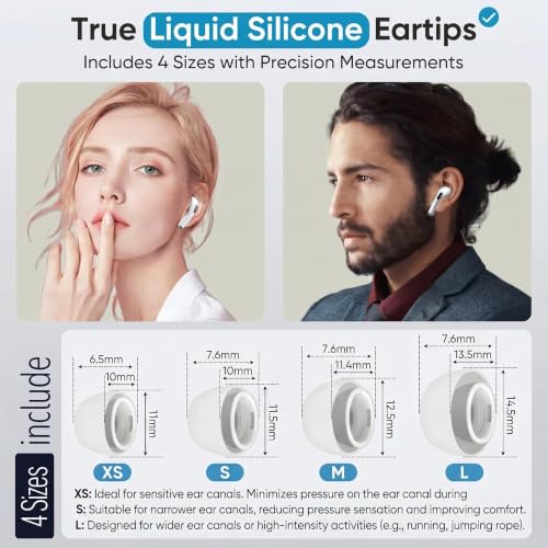 4 Pairs Replacement Ear Tips Buds for AirPods Pro 1st/2nd Gen, White - color: White