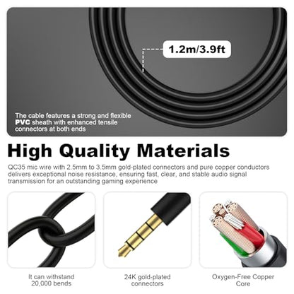 QC35 Boom Microphone Compatible with Bose QC35 & QC35 II Headphones, Boom Gaming Microphone Cable with Mute Switch for PS4, PS5, PC, Laptop, Xbox One Controller
