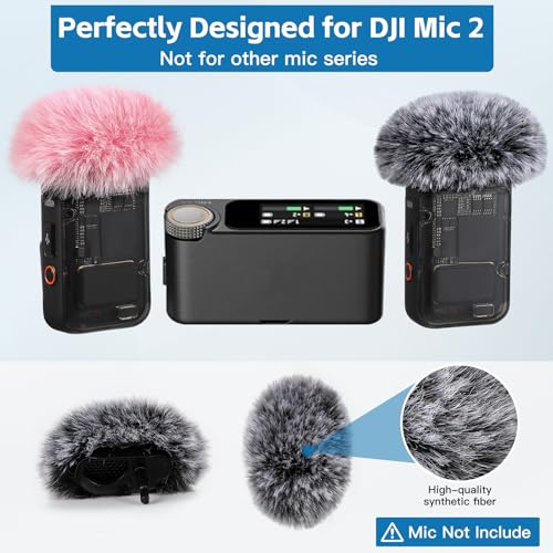 ZealSound DJI MIC 2 Windscreen Pop Filter for DJI MIC 2 / OSMO POCKET 3 Microphone Furry Wind Muff Windshield Professional Foam Cover Set (NOT for Dji Mic 1 Lavalier Lapel Mic),6 Pack-Gray White Pink
