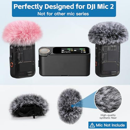 ZealSound DJI MIC 2 Windscreen Pop Filter for DJI MIC 2 / OSMO POCKET 3 Microphone Furry Wind Muff Windshield Professional Foam Cover Set (NOT for Dji Mic 1 Lavalier Lapel Mic),6 Pack-Gray White Pink
