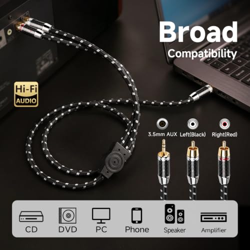 TODN Audiophile 3.5mm to RCA Audio Cable 9.8ft 99.9999% OCC HiFi Stereo - color: 3.5toRCA-Ultra, size: 9.8 ft