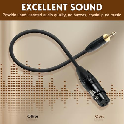 XLR Female to 1/8"(3.5mm) Male TRS Stereo Mic Cable, Audio Cable 1M (3FT) | Balanced Gold-Plated Plugs,Clear Sound, Low Noise,Tight Fit, Flexible PVC, For Amplifier, Laptop, Speaker - size: 3 Feet, style: XLR Female