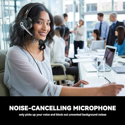 Wantek USB & 3.5mm Headset with Mic for PC/Laptop,Wired Headset with Noise-Cancelling Microphone & Audio Controls Perfect for Home Office Online Class Skype Zoom Call Center Webinar,Monaural - color: USB+3.5mm(Monaural)