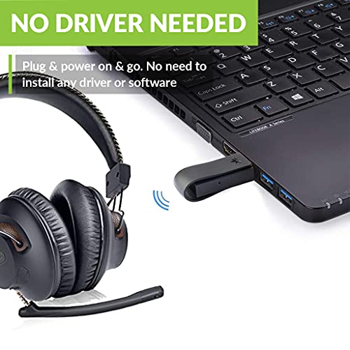 Avantree DG59M - Clear Voice & Rich Background Sound, Low Latency Bluetooth Headphones with USB Adapter for PS5 & PS4, Wireless Headset with Mic for PC Work & Gaming, 40hrs Playtime