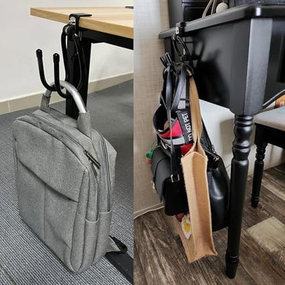 AUXPhome 2/PK Portable Desk Mount Hanger, Strong Table Hanger Hooks for Backpack, Hard hat, Cords,Bags,Mug,Towels, Shoes, Toys, Umbrella, Cap,Headphone,Purse,Handbag,etc for Table Desk, Under Counter