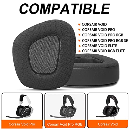 Replacement Ear Pads Cushions for Corsair Void/Void Pro/Void Pro RGB -Black | Also for Void V2 / Void Pro RGB SE/Void Pro Elite/Surround Wired & Wireless RGB Gaming Headsets, Earpads with Mesh Fabric - style: Mesh&Leather