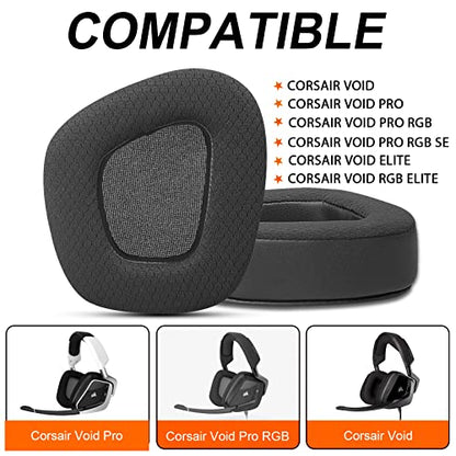 Replacement Ear Pads Cushions for Corsair Void/Void Pro/Void Pro RGB -Black | Also for Void V2 / Void Pro RGB SE/Void Pro Elite/Surround Wired & Wireless RGB Gaming Headsets, Earpads with Mesh Fabric - style: Mesh&Leather
