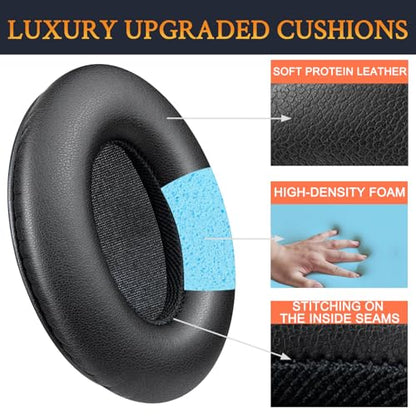 SOULWIT Replacement Ear Pads Cushions for Monster Beats Studio 1.0 (1 st Gen) Headphones by Dr. Dre (Do Not Fit Studio 2 and Studio 3), Earpads with Soft Protein Leather (Black) - color: Black