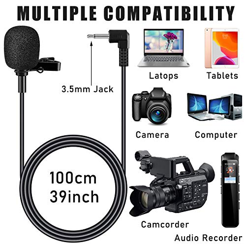EXMAX Wired Collar Microphone Lavalier Micophone Lav Mic Clip for ATG-100T EXD-101 EXD-6824 Wireless Tour Guide System Transmitter Voice Amplifier Teaching Conference Training 3.5mm Lapel Microphone