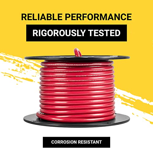 Spartan Power Battery Cable, 100% Pure Copper Wire, Automotive, Inverter, MPPT, Car Audio Speaker Amp Stereo, RV Trailer, Made in USA - size: 5 Feet Red, style: 4 AWG