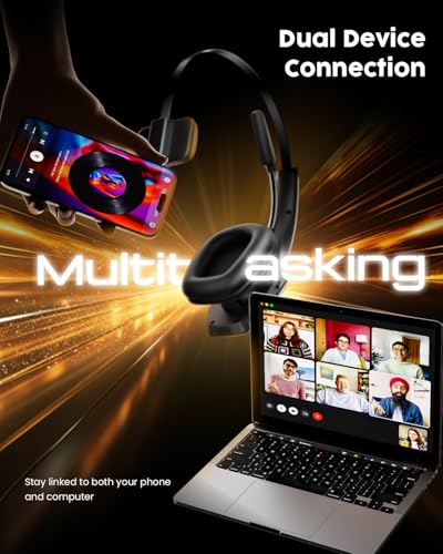 Trucker Bluetooth Headset, Wireless Headset with Noise Canceling Mic & Mute Button, Bluetooth Headset for Truck Driver, Cell Phone, Computer(Red)
