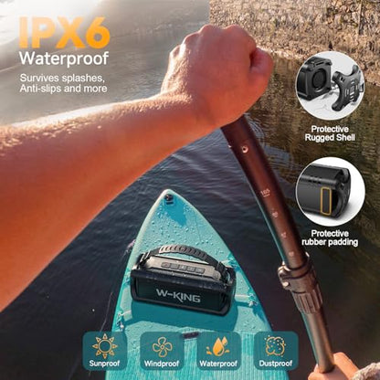 W-KING Portable Bluetooth Speaker Loud Wireless 60W Peak Waterproof Outdoor | IPX6 Rugged Floating Shower Boombox, 24H Playtime, EQ, 2 Pair, AUX TF USB Playback, 30W Powerful Bass for Party Camping Pool