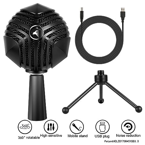 Vikye Podcast PC Microphone with USB Transmission with 360 Degree Rotation, Multiple Pickup Modes, Noise Cancelling, Simple Operation, Driverless Plug and Play