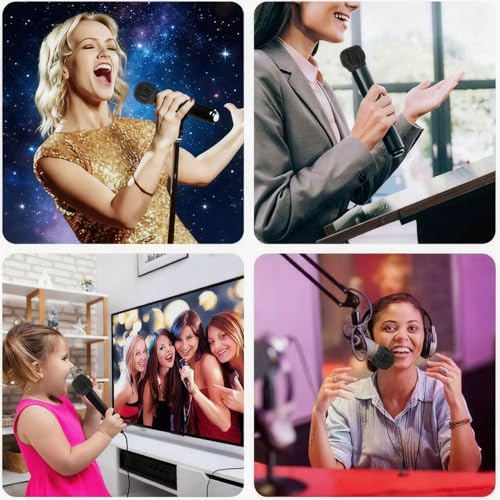 100 Pcs Non-Woven Microphone Cover, Disposable Hygiene Covers (Black) | Handheld Microphone Windscreen Protective Cap , Mic Cap Protective Cover for KTV , Karaoke ,Stage Performance ,News Interview