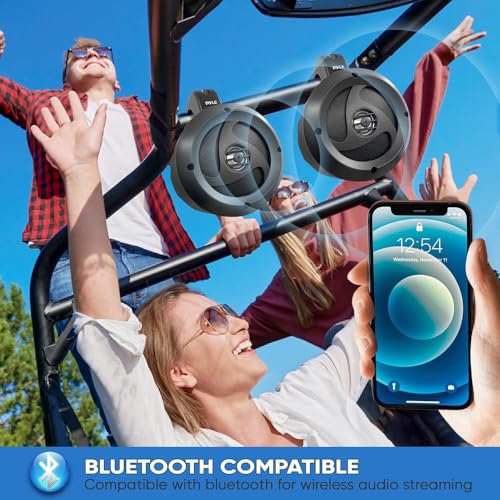 2-Way Waterproof Bluetooth Off-Road Speakers - 4 inch 900W Active Passive Marine Grade Wakeboard Tower Speakers System w/AUX, Full Range Outdoor Stereo Speaker for ATV/UTV Jeep Boat - Pyle PLUTV40BTA - style: Wakeboard-900W