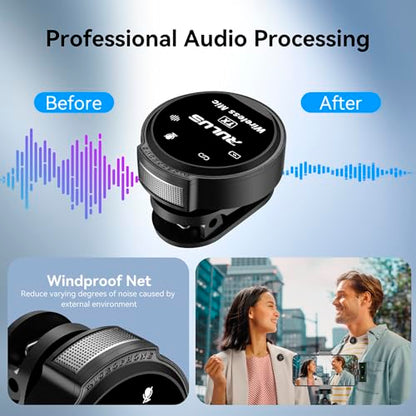 Wireless Lavalier Microphone for for iPhone 14/13/12/11,Noise Cancellation