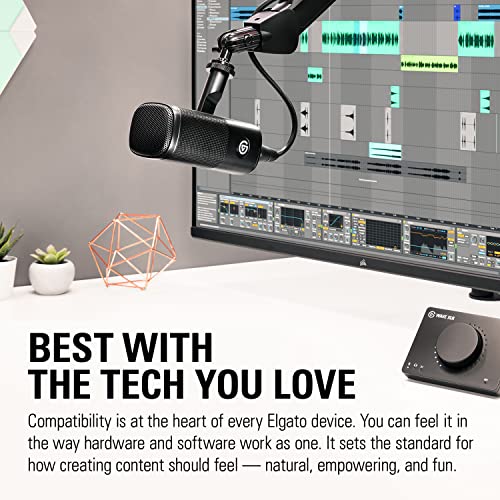 Elgato Wave DX Dynamic XLR Microphone, Cardioid Pattern | Speech-optimized capsule, Room noise rejection, No signal booster needed, Swivel mount included, Broadcast-ready