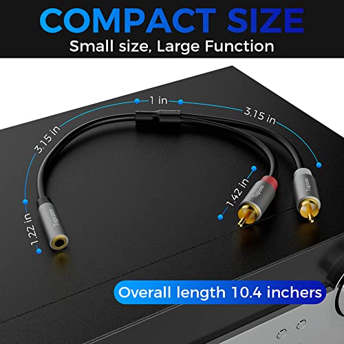 3.5mm to 2 RCA Cable ，Stereo RCA Y Splitter 3.5mm Female to 2RCA Male Stereo Audio Adapter, for TV, Smartphones, MP3, Tablets, Speakers (10 Inch/25CM) - color: 3.5mm TRS Female to 2RCA Male, size: 0.6 Feet