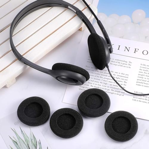 Ear Cushions Soft Foam Covers 50mm - 2" inch Diameter Replacement Sponge Cover Earpads for Most Standard Size Office Telephone Headsets, Headphones (Black) 12 Pack