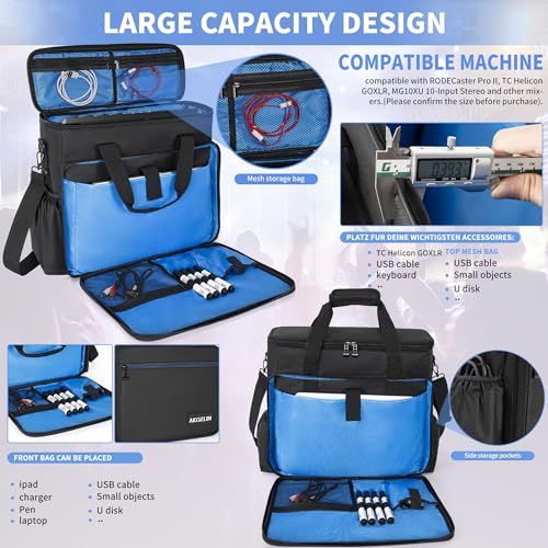 AKOZLIN Padded Mixer Gig Bag Protector DJ Controller Travel Shoulder Bag Case 16"X15"X5.5" Fit for RODECaster Pro II, TC Helicon GOXLR, MG10XU 10-Input Stereo - size: 16"X 5.5"X15"
