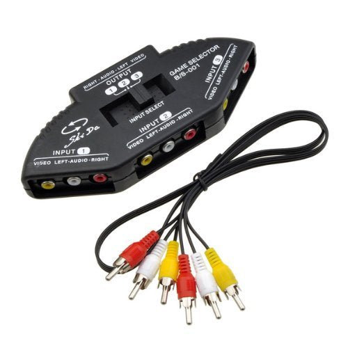 Importer520 3-Way Audio Video RCA Composite AV Video Game Selector Switch Box Splitter