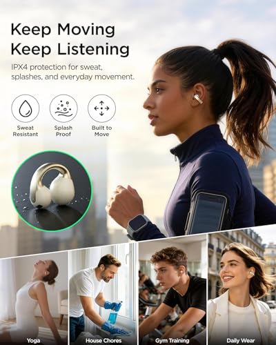 TALIX Open Ear Clip-On Wireless Bluetooth 6.0 Earbuds X7, White | Ultra-Light 4.8g, LED Battery Display, Clear Sound, Bluetooth 6.0, Dual-Device Switching, IPX4 Sweatproof, Touch Control - color: White