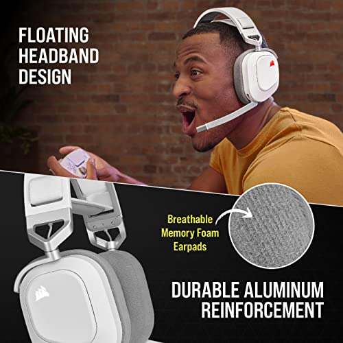 Corsair HS80 RGB Wireless PC PS5 PS4 Mac Gaming Headset – White - color: White