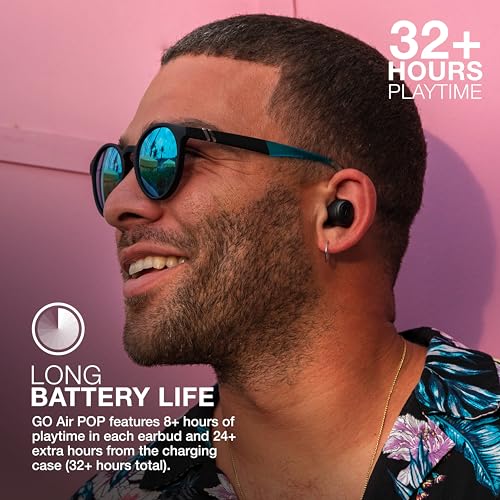 JLab, Go Air Pop, True Wireless Earbuds, Bluetooth 5.1, Dual Connect, IPX4, EQ3 Sound Settings, Black - color: Black