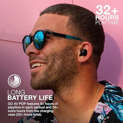 JLab, Go Air Pop, True Wireless Earbuds, Bluetooth 5.1, Dual Connect, IPX4, EQ3 Sound Settings, Black - color: Black