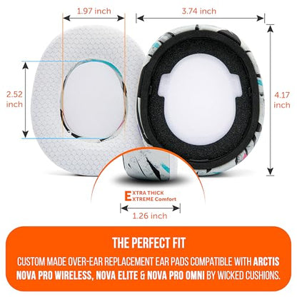 WC Mod Kit V2 Nova Pro Wireless, Pro Omni & Elite - Gel Earpads & Headband | Made by Wicked Cushions | Side Plates also included. Fits Arctis Nova Pro Wireless, Elite & Pro Omni | 90's White - color: 90's White