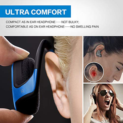 Small Bluetooth Headphones Wrap Around Head - Sports Wireless Headset with Built in Microphone and Crystal-Clear Sound, Foldable and Carried in The Purse, and 12-Hour Battery Life, Blue - color: Blue