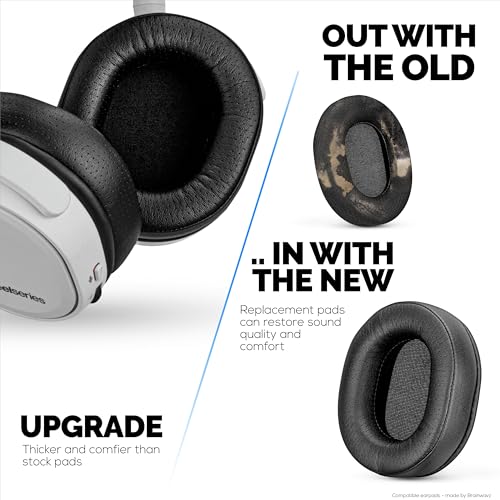 Brainwavz Replacement Earpads for SteelSeries Arctis 1, 3, 5, 7, 9X, Pro & Prime Headset, Memory Foam & PU Leather (Black) - color: Black