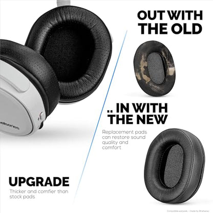 Brainwavz Replacement Earpads for SteelSeries Arctis 1, 3, 5, 7, 9X, Pro & Prime Headset, Memory Foam & PU Leather (Black) - color: Black