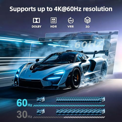 HDMI ARC Audio Extractor, 4K@60Hz HDMI ARC Adapter to Optical/SPDIF/3.5mm AUX Audio Adapter Converter Splitter Support LPCM 5.1/DTS/DSD for Laptop/TV Box/DVD/PS5/Soundbar/Speaker/Amplifier