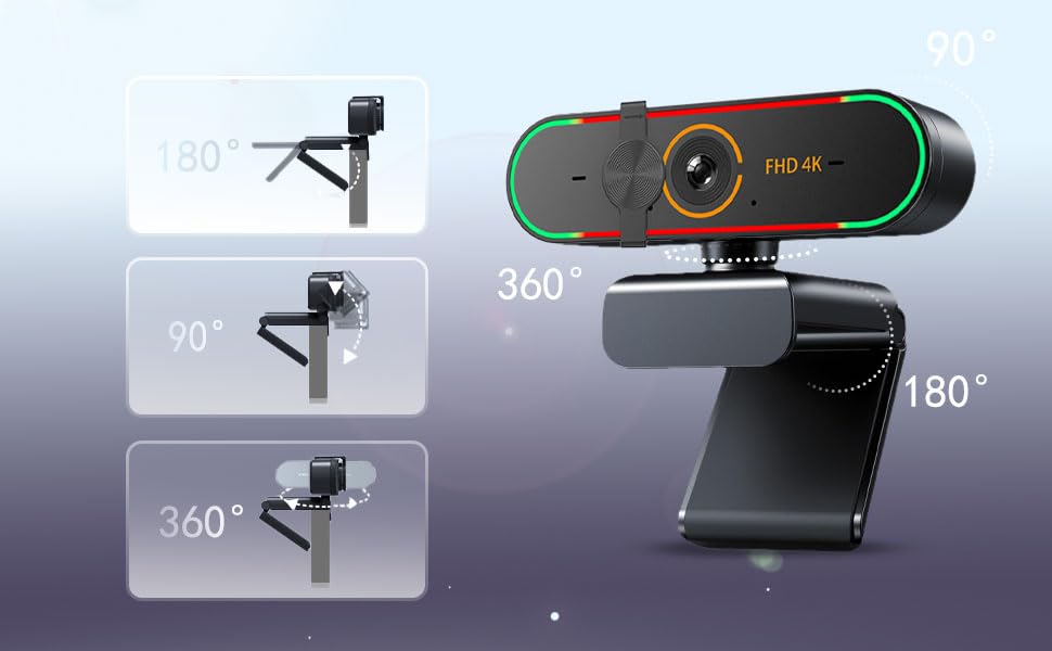 4K Webcam for DELL UltraSharp 49 Curved USB-C Hub Monitor-U4924DW,with Microphone& Privacy Cover & Plug&Play,Works Zoom/Teams/Skype/Google Meet