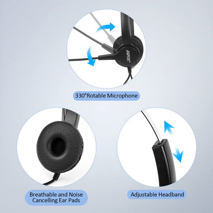 AGPTEK® Hands-Free Call Center Noise Cancelling Corded Monaural