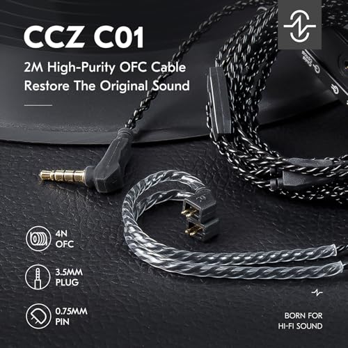 KZ ZS10 Pro IEM Cable, 2 Meter Long in Ear Monitor Cable, CCZ C01 4N OFC Upgraded Earbuds Cord for ZSN PRO X, Castor, EDX PRO, ZS12 PRO X, ZS10 PRO-X, ZAR, ZAS, CCA CRA (2m, 2Pins With Mic, Black) - size: 2m, style: 2pins-With Mic