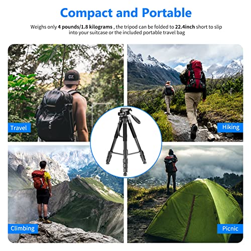 NEEWER Portable Aluminum Alloy Camera 2 in 1 Tripod Monopod Max. 70"/177cm with 3 Way Swivel Pan Head and Carrying Bag for DSLR, DV Video Camcorder (SAB264, Black) - style: SAB264/Black