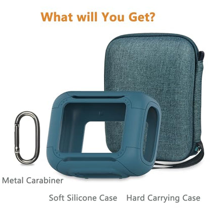 Protective Case for JBL Go 5 Portable Bluetooth Speaker | Accessories Hard Carrying Case and Silicone Cover with Metal Carabiner (Blue Case) - color: Blue Case