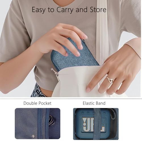 Silicone Cover and Hard Carrying Case for JBL Go 4 Bluetooth Speaker | Protective Holder Carrier for JBL Go 4 Speaker Accessories, Scratch-Resistant and Drop-Proof Cover (Blue) - color: Blue