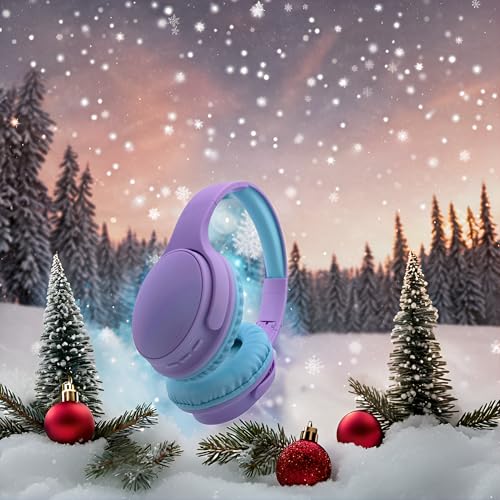 Kids Wireless Headphones, Bluetooth Headphone for Teen Kids, Over Ear Toddler Headphones Foldable with Built-in Mic for Cell Phones TV Tablet School Network Boys Girls (e6 Purple) - color: e6 purple