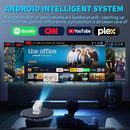 Projector [Auto Focus & Native 1080P & Built-in Apps] Mini Portable Projector 1080P, 4K Full HD with WiFi 6 & Bluetooth 5.4, Auto Focus & Keystone, 270° Rotatable, Compatible with Phone/HDMI/USB,Black - color: Pearl White