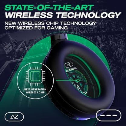 ACEZONE A-Spire Wireless Gaming Headset, Tournament-Grade Hybrid ANC, Ultra-Low Latency, Flip-to-Mute Mic, App EQ, 35+ Hr Battery, 270g, 2.4GH, BT, USB-C, 3.5mm, for PC, MacOS PS4/PS5, Switch, Mobile