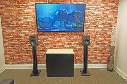 Rockville SS36B Black Wood Grain 36" Solid Home Speaker Stands Pair | 100 Lbs Capacity, Solid MDF Wood, Not Hollow, Isolation Pads, Brass and Rubber Spikes, 2 Top Platform Sizes, Cable Management - color: Black
